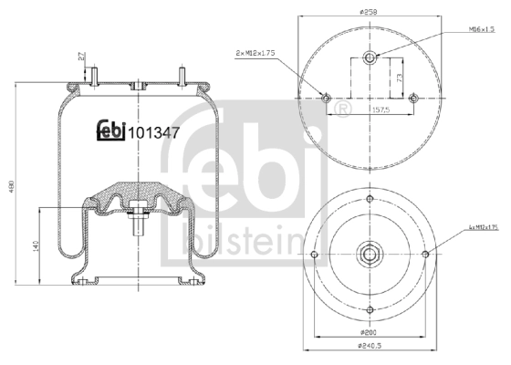 Soufflet de suspension, suspension pneumatique 101347