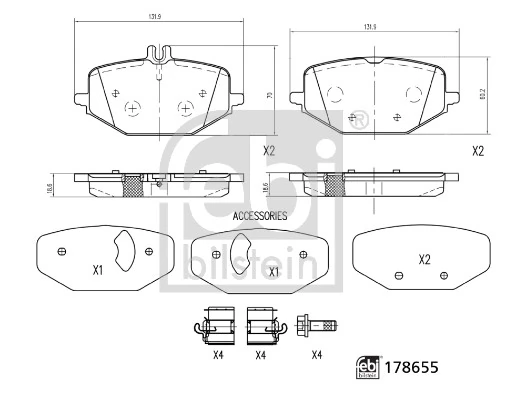 Brake Pad Set, disc brake 178655