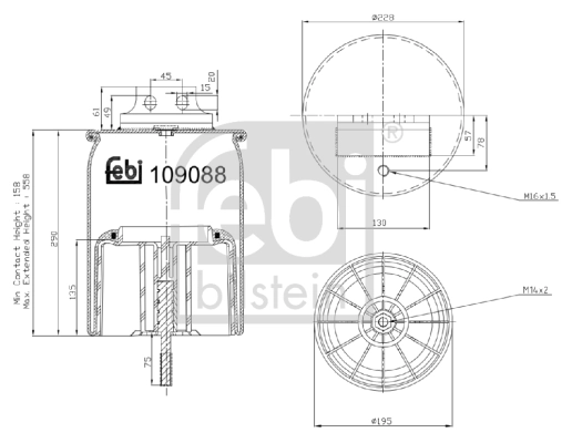 Bellow, air suspension 109088