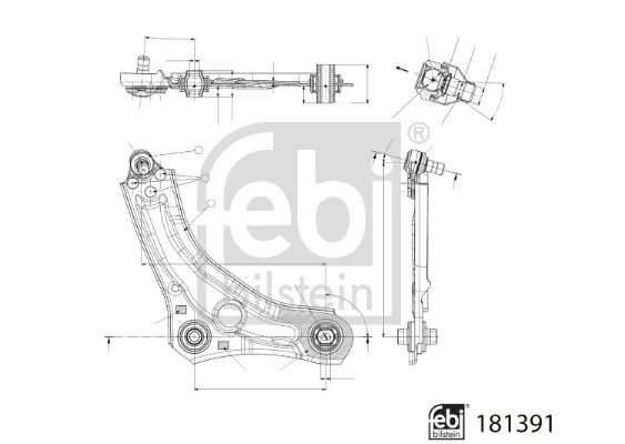 Lengan kendali, suspensi roda 181391