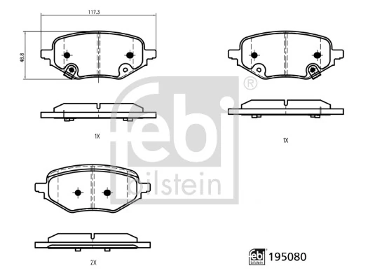 Brake Pad Set, disc brake 195080