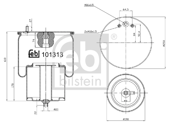 Bellow, air suspension 101313