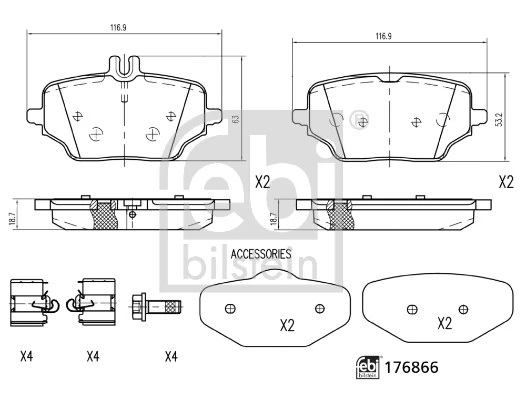 Brake Pad Set, disc brake 176866