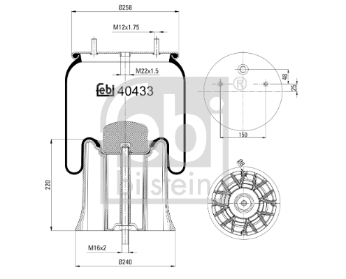 Bellow, air suspension 40433