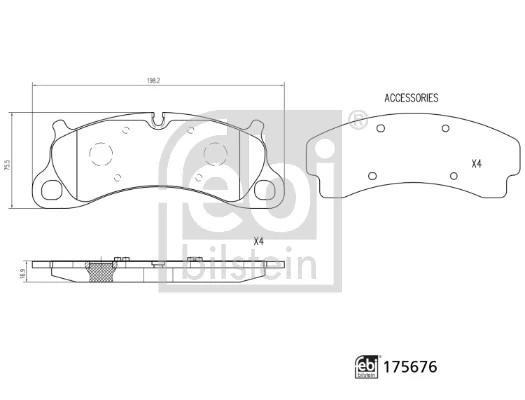 Brake Pad Set, disc brake 175676