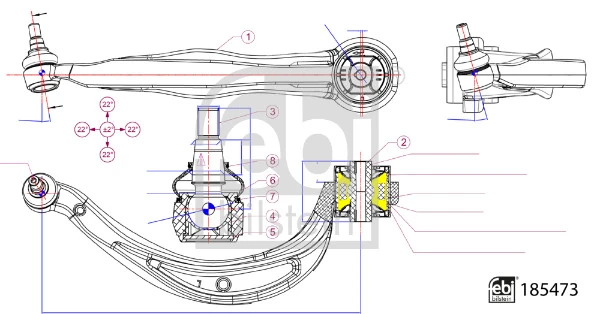 Control/Trailing Arm, wheel suspension 185473