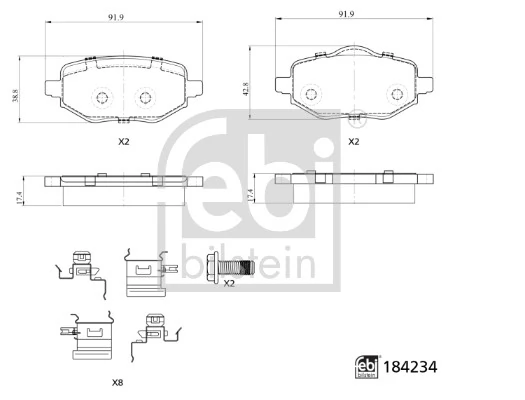 Brake Pad Set, disc brake 184234