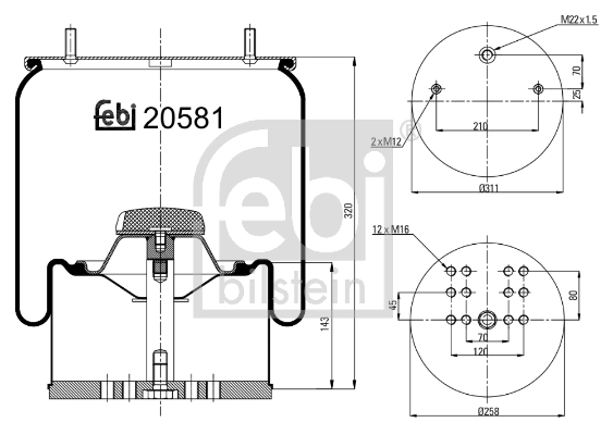 Bellow, air suspension 20581