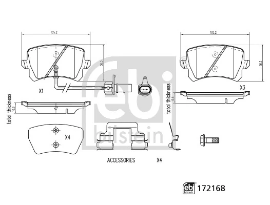 Brake Pad Set, disc brake 172168