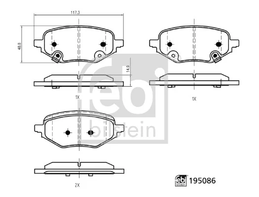 Brake Pad Set, disc brake 195086