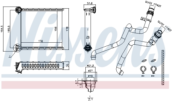 NISSENS 73942 Heat Exchanger, interior heating