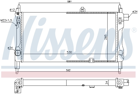 Radiator, engine cooling 632381