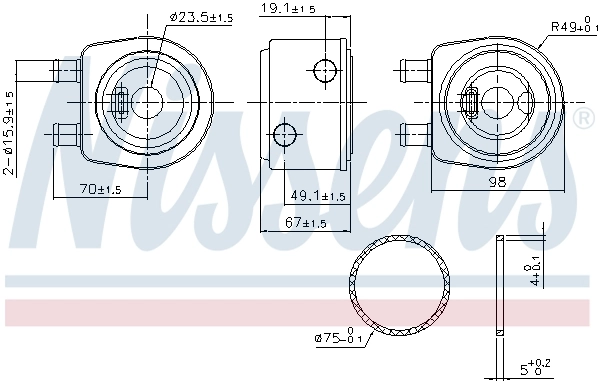 NISSENS 91248 Oil Cooler, engine oil