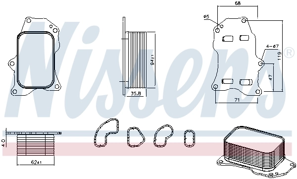 NISSENS 91562 Oil Cooler, engine oil