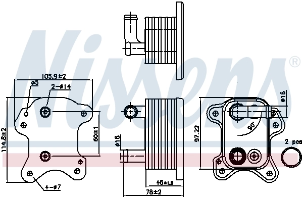 NISSENS 90801 Oil Cooler, engine oil