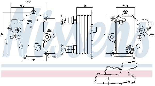 NISSENS 91457 Oil Cooler, engine oil