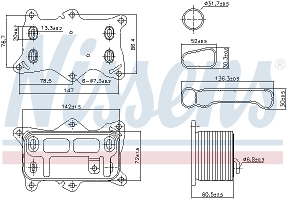 NISSENS 91472 Oil Cooler, engine oil