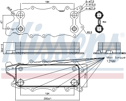 Oil Cooler, engine oil ** FIRST FIT ** 90784