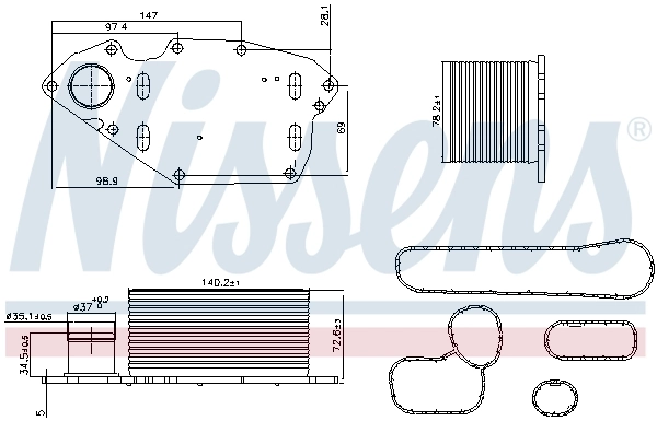 Oil Cooler, engine oil ** FIRST FIT ** 91303