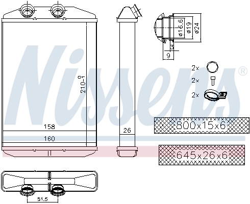 NISSENS 73344 Heat Exchanger, interior heating