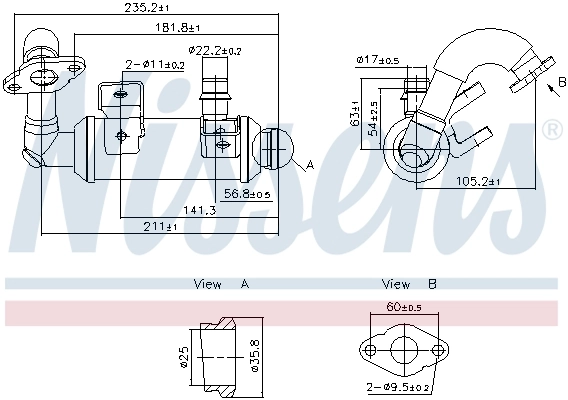 Cooler, exhaust gas recirculation ** FIRST FIT ** 989405