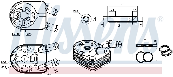 NISSENS 91499 Oil Cooler, engine oil
