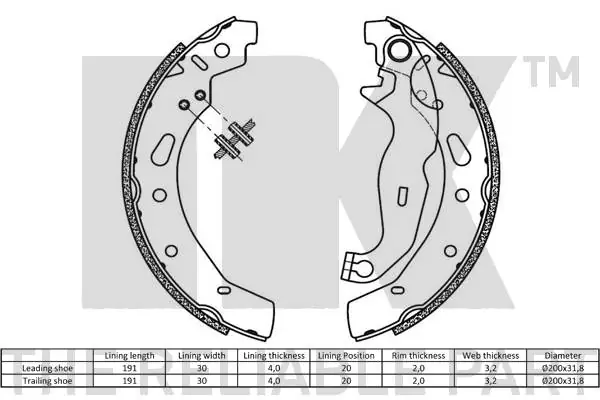 NK 2732792 Brake Shoe Set