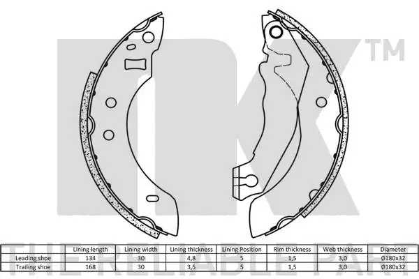 NK 2725355 Brake Shoe Set