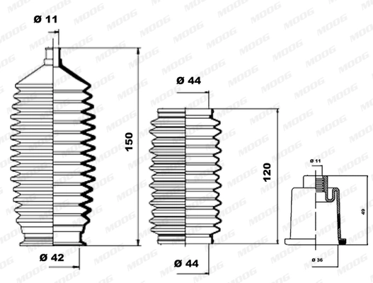 MOOG K150266 Bellow Kit, steering