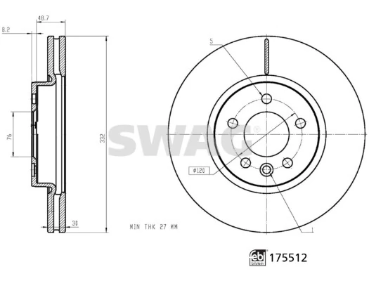 SWAG 33 10 5220 Brake Disc