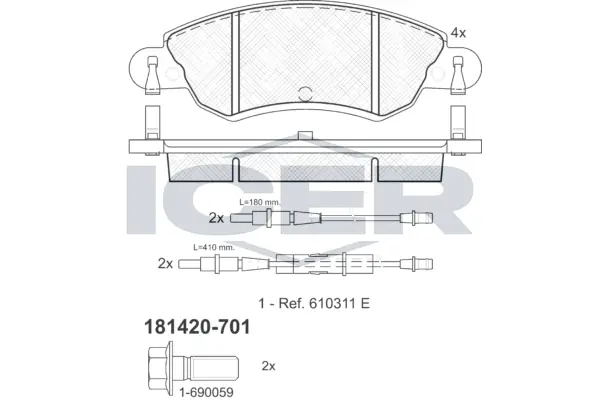 Brake Pad Set, disc brake 181420-701