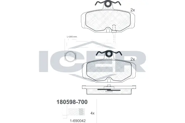 Brake Pad Set, disc brake 180598-700