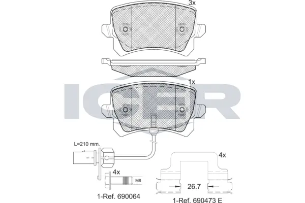 Brake Pad Set, disc brake 181857-203