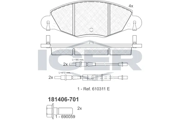 Brake Pad Set, disc brake 181406-701