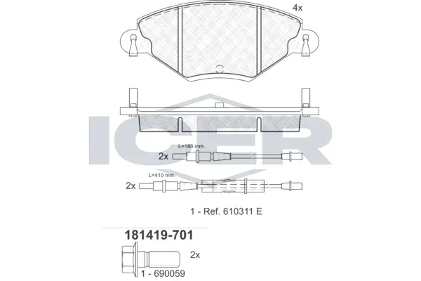 Brake Pad Set, disc brake 181419-701