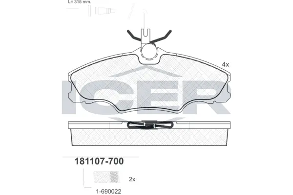 Brake Pad Set, disc brake 181107-700
