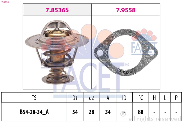 Thermostat, coolant Made in Italy - OE Equivalent 7.8536