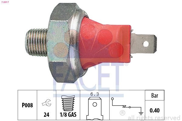 Oil Pressure Switch Made in Italy - OE Equivalent 7.0017