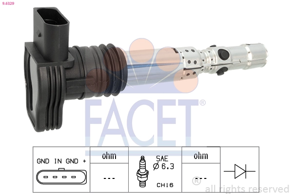 Ignition Coil Made in Italy - OE Equivalent 9.6329