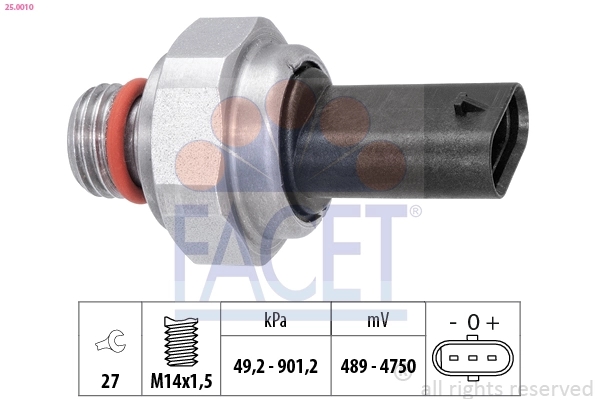Sensor, exhaust pressure Made in Italy - OE Equivalent 25.0010