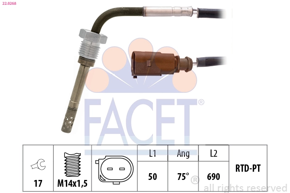 Sensor, exhaust gas temperature Made in Italy - OE Equivalent 22.0268