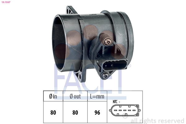 Mass Air Flow Sensor Made in Italy - OE Equivalent 10.1567