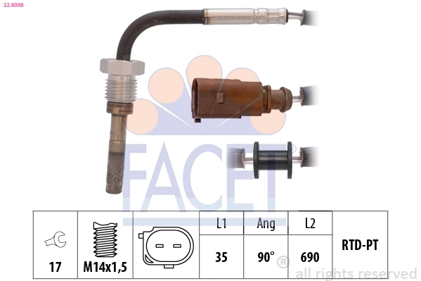 Sensor, exhaust gas temperature Made in Italy - OE Equivalent 22.0098