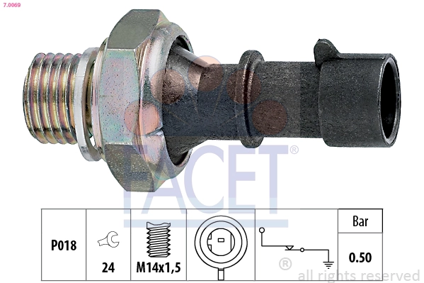 Oil Pressure Switch Made in Italy - OE Equivalent 7.0069