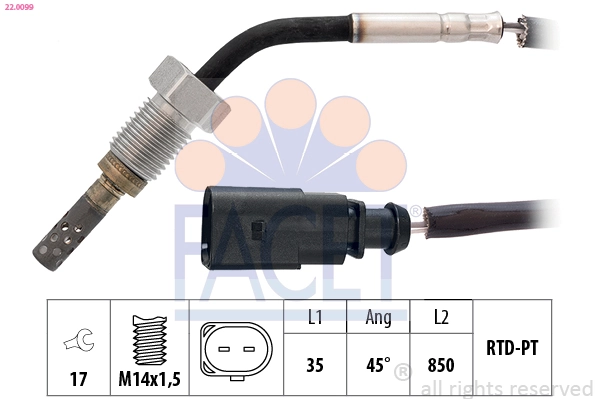 Sensor, exhaust gas temperature Made in Italy - OE Equivalent 22.0099