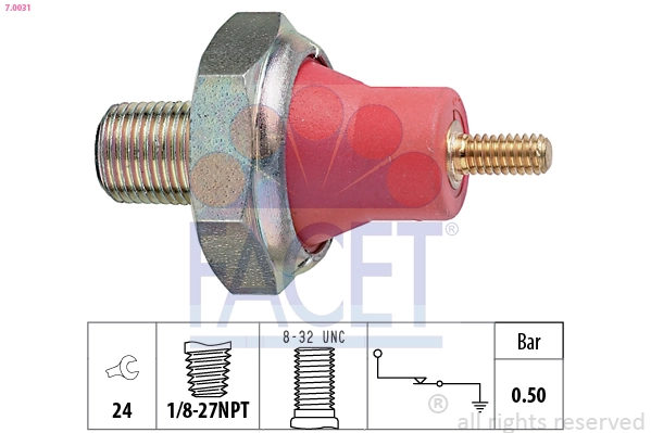 Oil Pressure Switch Made in Italy - OE Equivalent 7.0031