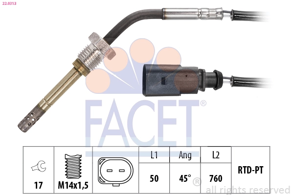 Sensor, exhaust gas temperature Made in Italy - OE Equivalent 22.0313