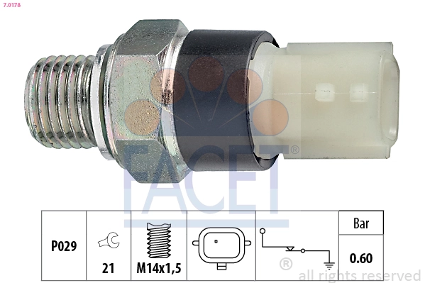 Oil Pressure Switch Made in Italy - OE Equivalent 7.0178