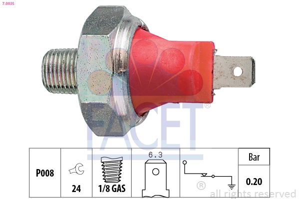 Oil Pressure Switch Made in Italy - OE Equivalent 7.0035