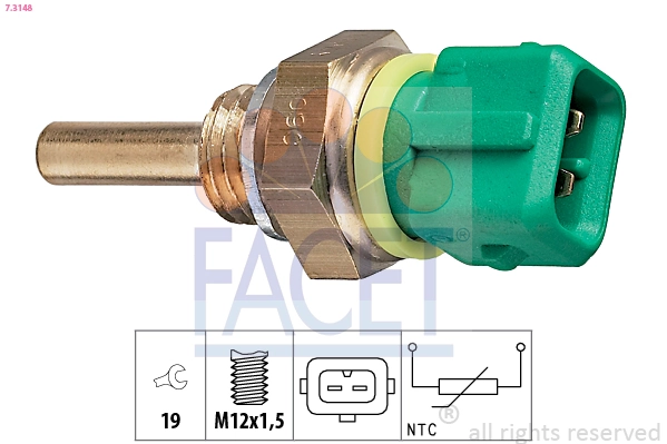 Sensor, coolant temperature Made in Italy - OE Equivalent 7.3148